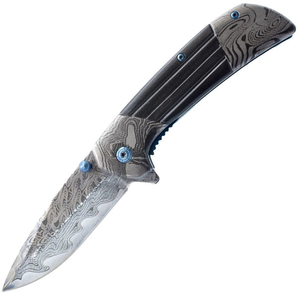 7.75" Titanium & Damascus Folding Knife Tactical - DailySale
