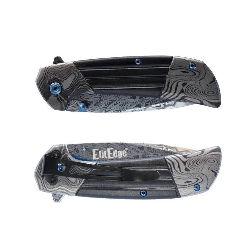 7.75" Titanium & Damascus Folding Knife Tactical - DailySale