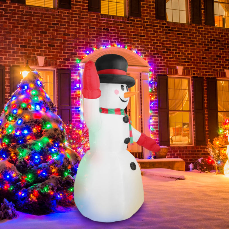 7.9ft Christmas Inflatable Giant Snowman Blow Up with LED Lights Hat Scarf Holiday Decor & Apparel - DailySale