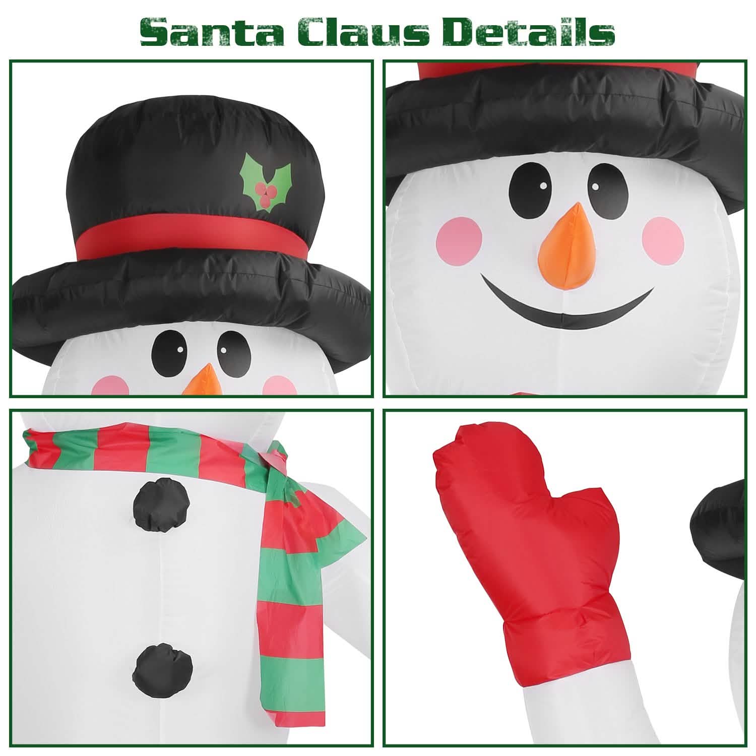 7.9ft Christmas Inflatable Giant Snowman Blow Up with LED Lights Hat Scarf Holiday Decor & Apparel - DailySale