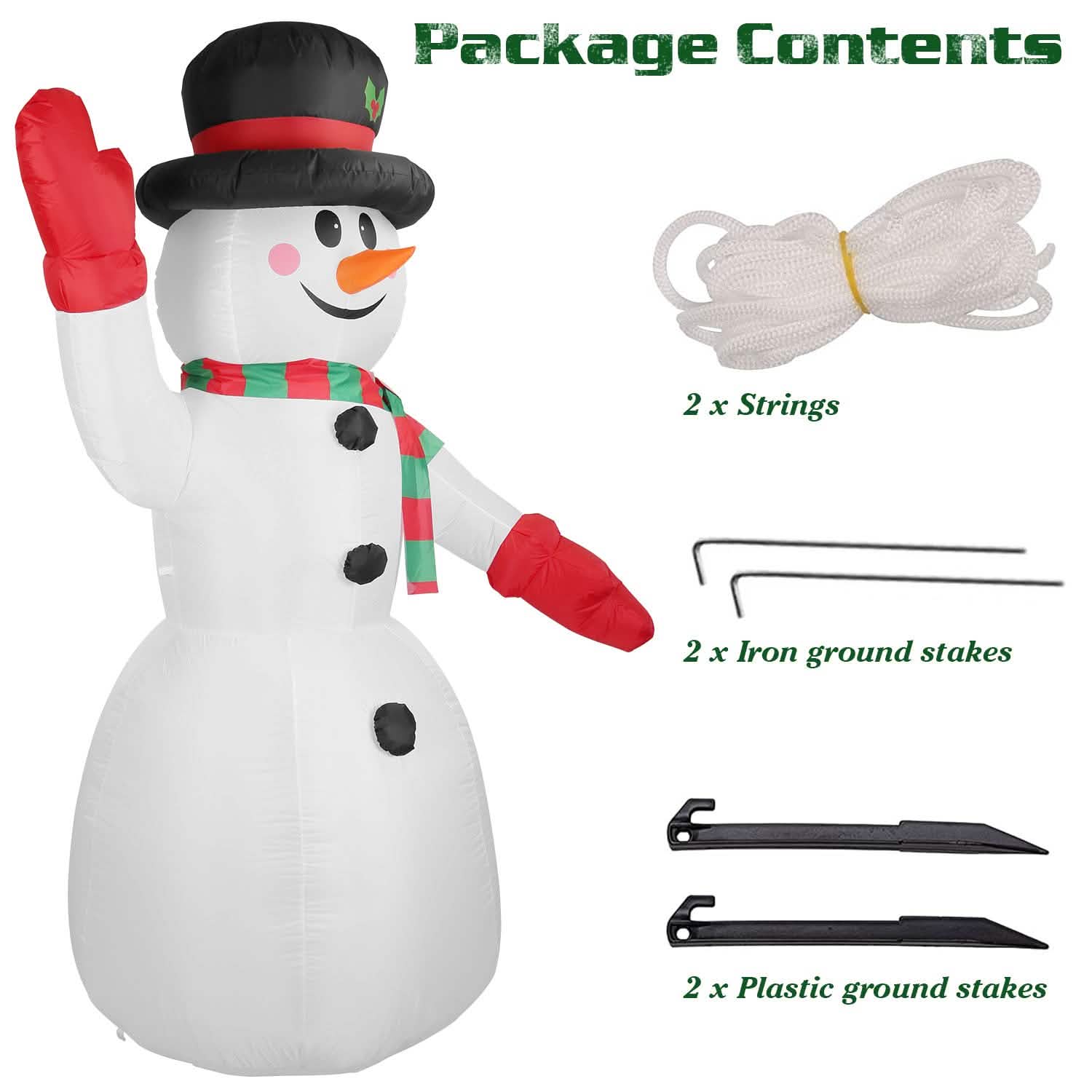 7.9ft Christmas Inflatable Giant Snowman Blow Up with LED Lights Hat Scarf Holiday Decor & Apparel - DailySale