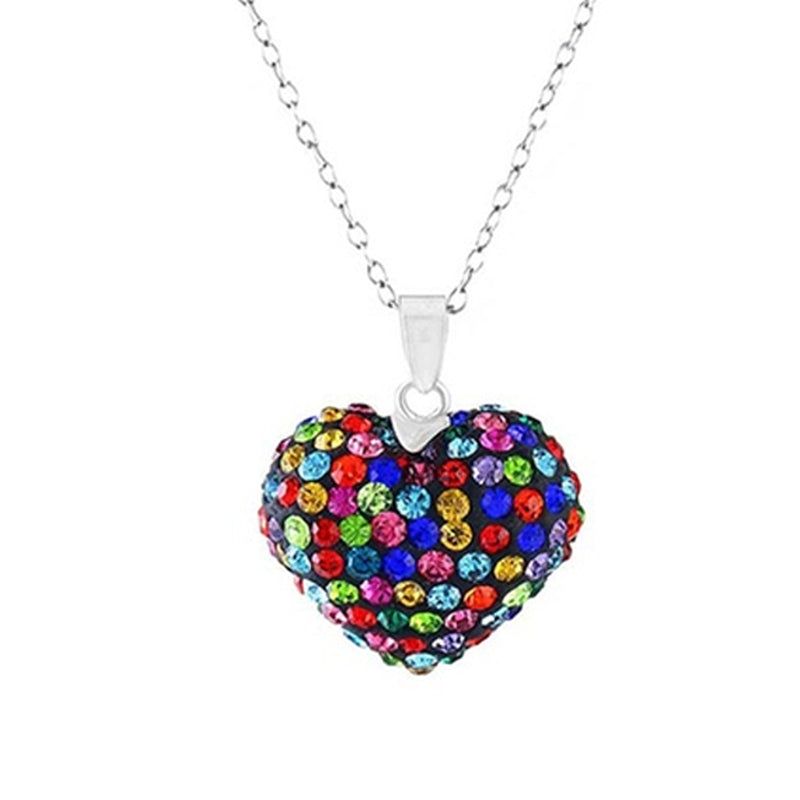 Bubble Heart Pendant in Solid Sterling Silver Made with Swarovski Elements - DailySale, Inc