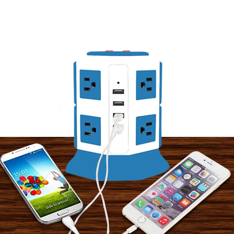 Safemore 8-Outlet Desktop Surge Protector with 4 USB Ports - Assorted Colors - DailySale, Inc