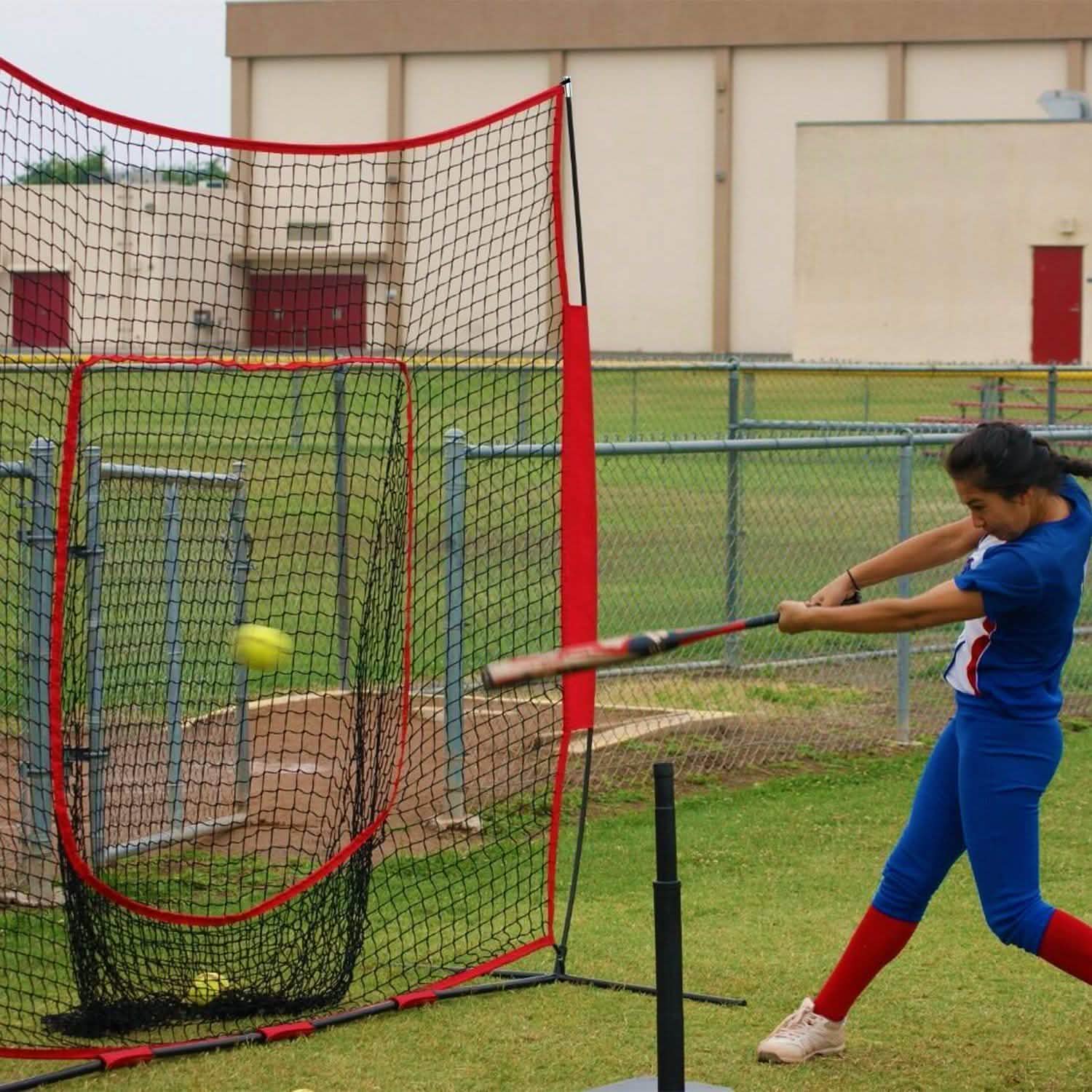 7x7ft Training Net with Bow Frame Carrying Bag for Solo Team Training Sports & Outdoors - DailySale