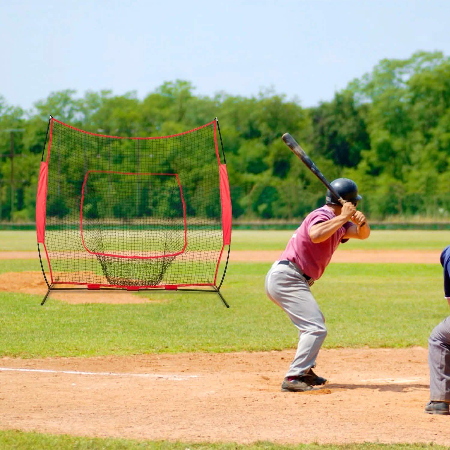 7x7ft Training Net with Bow Frame Carrying Bag for Solo Team Training Sports & Outdoors - DailySale