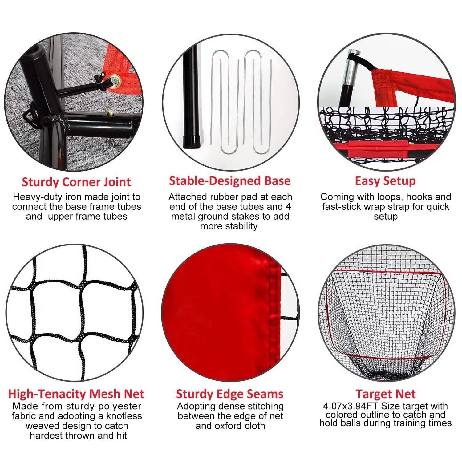 7x7ft Training Net with Bow Frame Carrying Bag for Solo Team Training Sports & Outdoors - DailySale