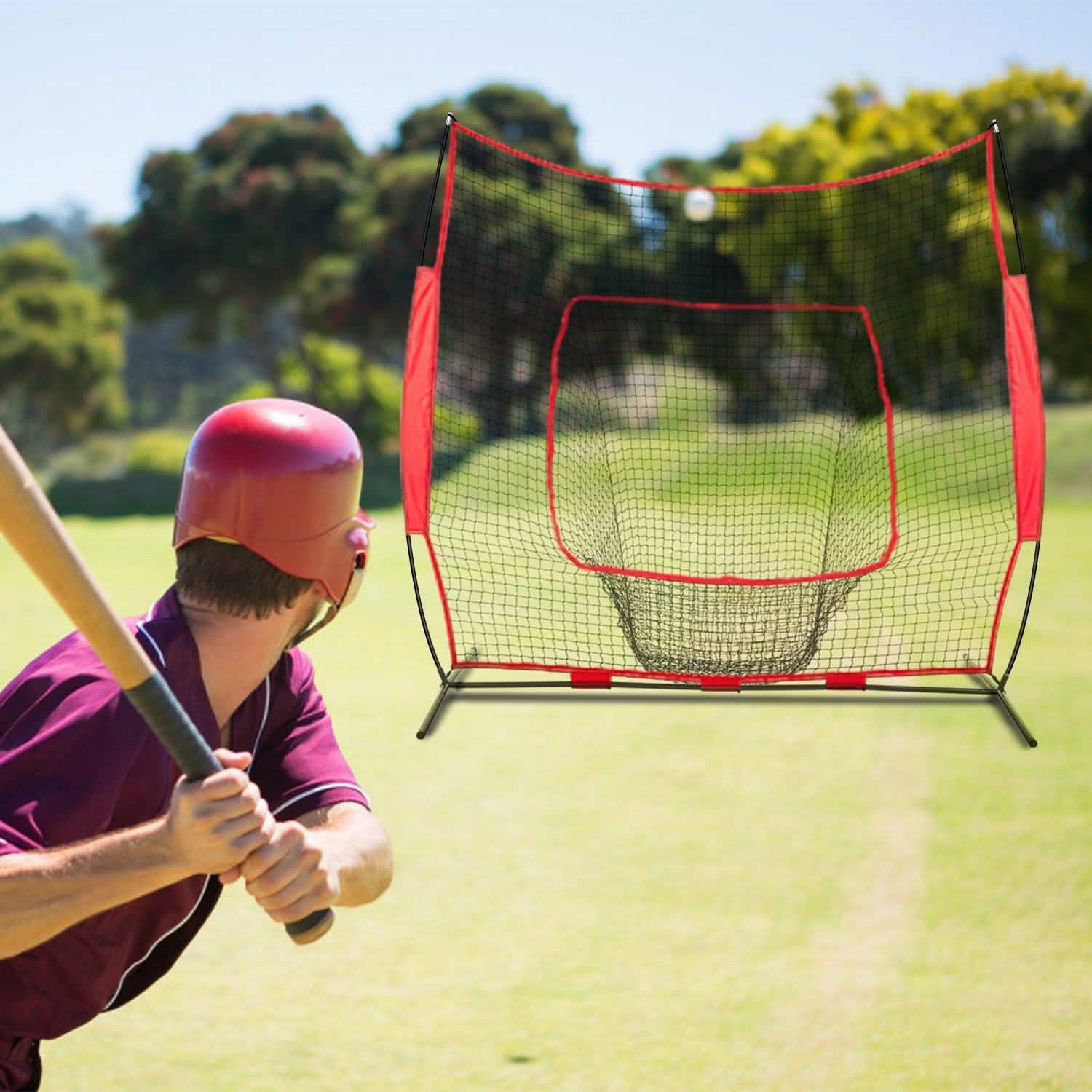 7x7ft Training Net with Bow Frame Carrying Bag for Solo Team Training Sports & Outdoors - DailySale