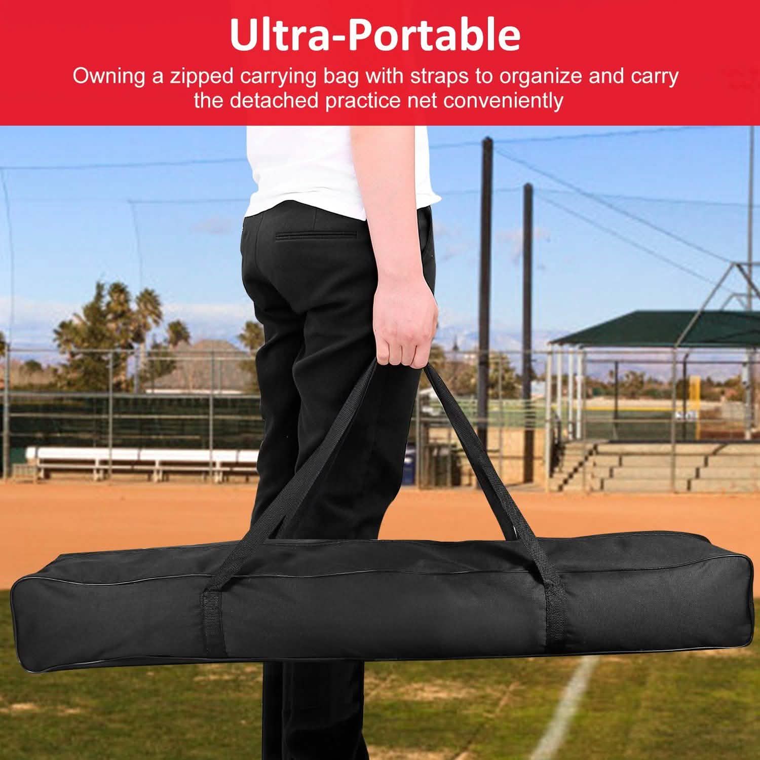 7x7ft Training Net with Bow Frame Carrying Bag for Solo Team Training Sports & Outdoors - DailySale