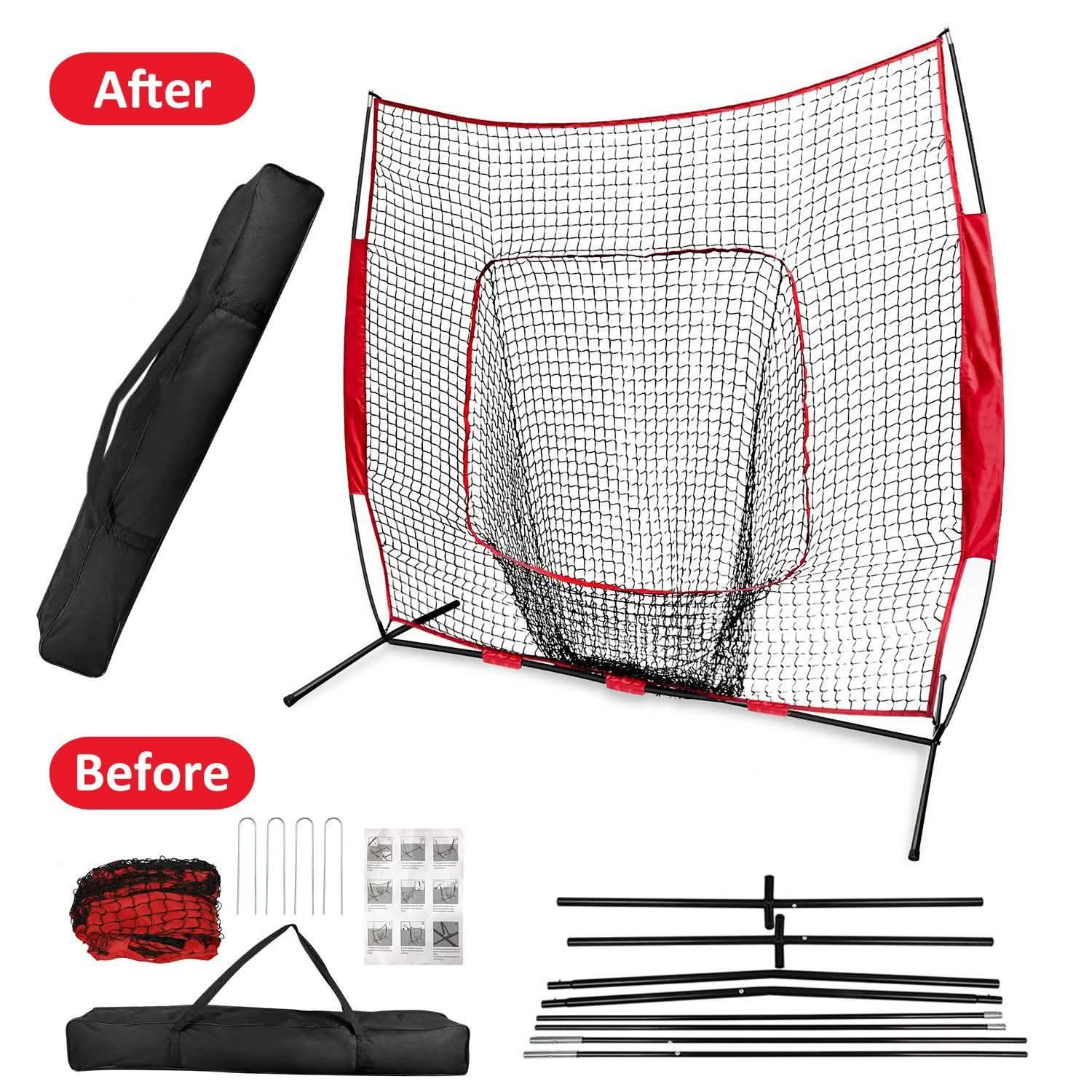 7x7ft Training Net with Bow Frame Carrying Bag for Solo Team Training Sports & Outdoors - DailySale