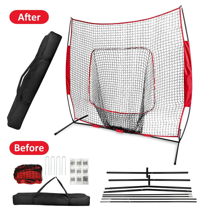 7x7ft Training Net with Bow Frame Carrying Bag for Solo Team Training Sports & Outdoors - DailySale