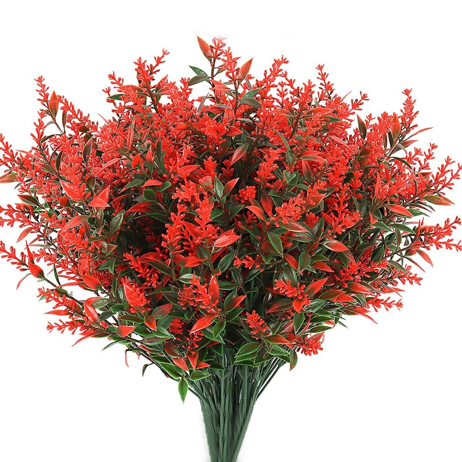 8 Bundles Artificial Lavender Plastic Flower Decorations Furniture & Decor Orange Red - DailySale