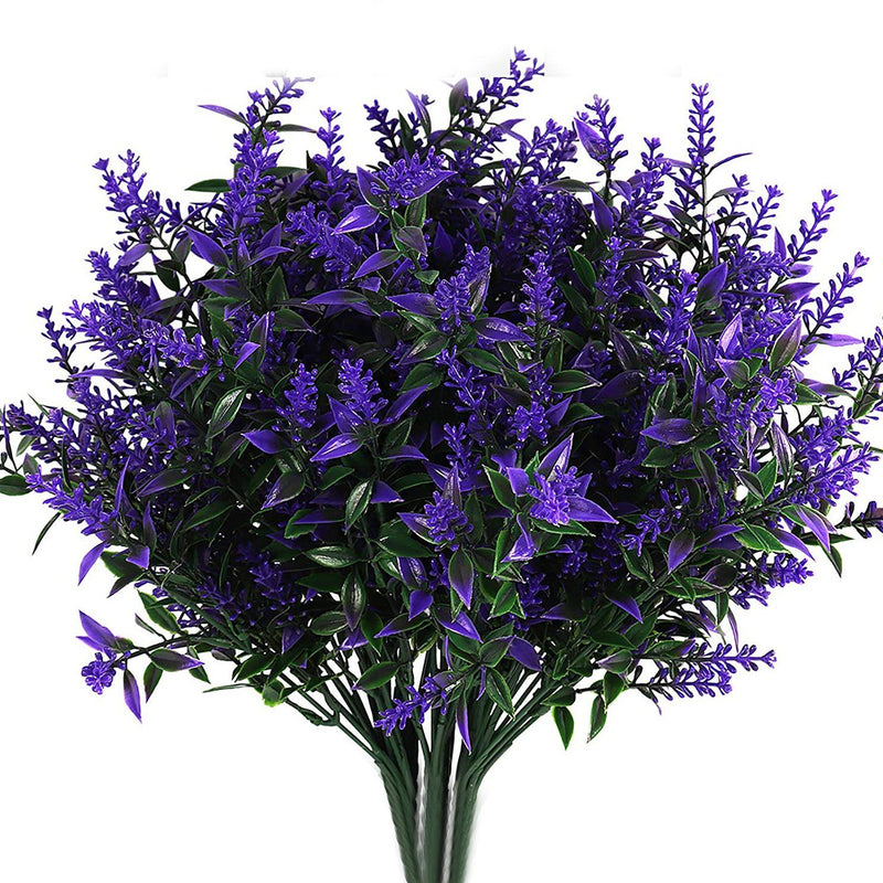 8 Bundles Artificial Lavender Plastic Flower Decorations Furniture & Decor Purple - DailySale