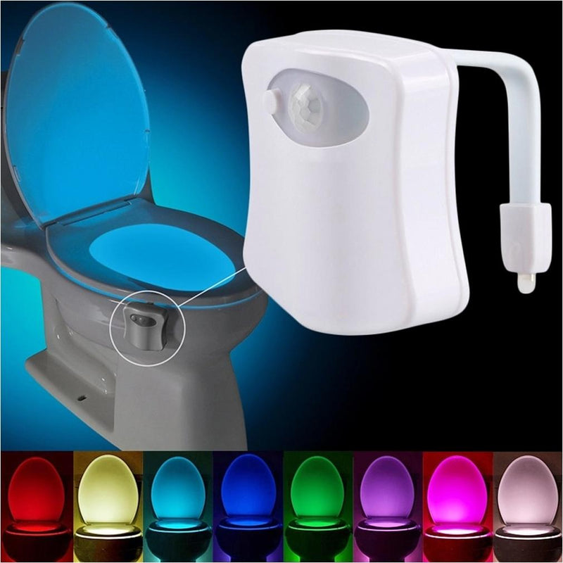 1pc Induction Hanging LED Toilet Light, Motion Activated Toilet Night Light,  8 LED Vibrant Color Option, Flexible Sizing For Standard Or Elongated Toilet  Bathroom