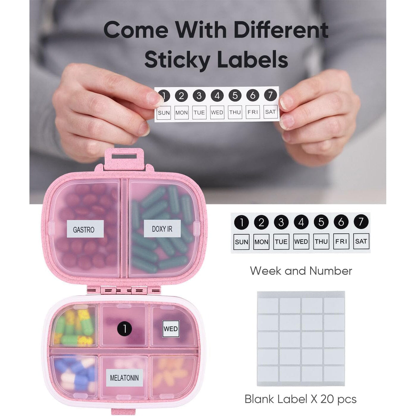 8 Compartments Travel Pill Organizer Wellness - DailySale