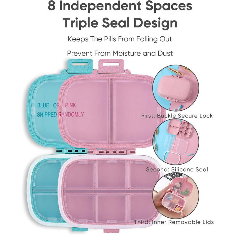 8 Compartments Travel Pill Organizer Wellness - DailySale