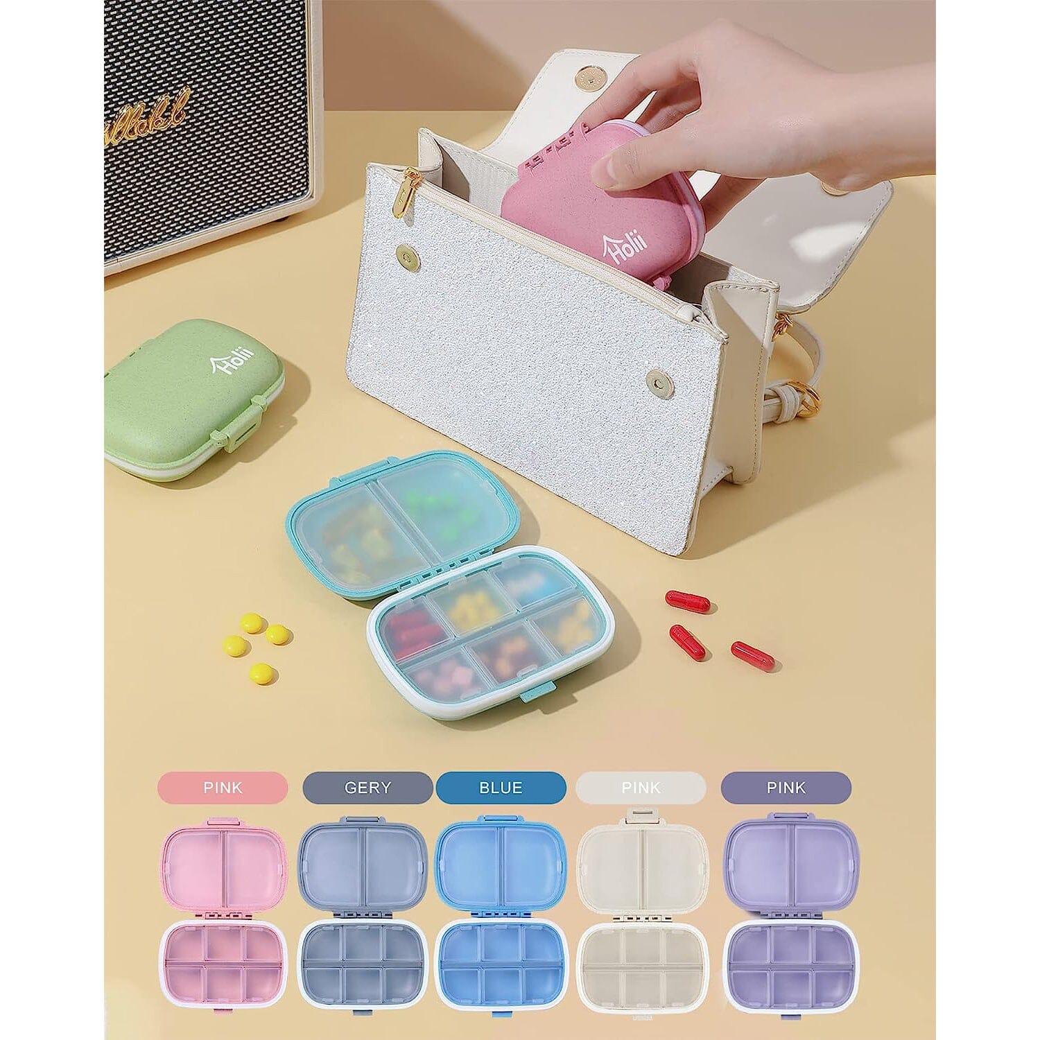 8 Compartments Travel Pill Organizer Wellness - DailySale