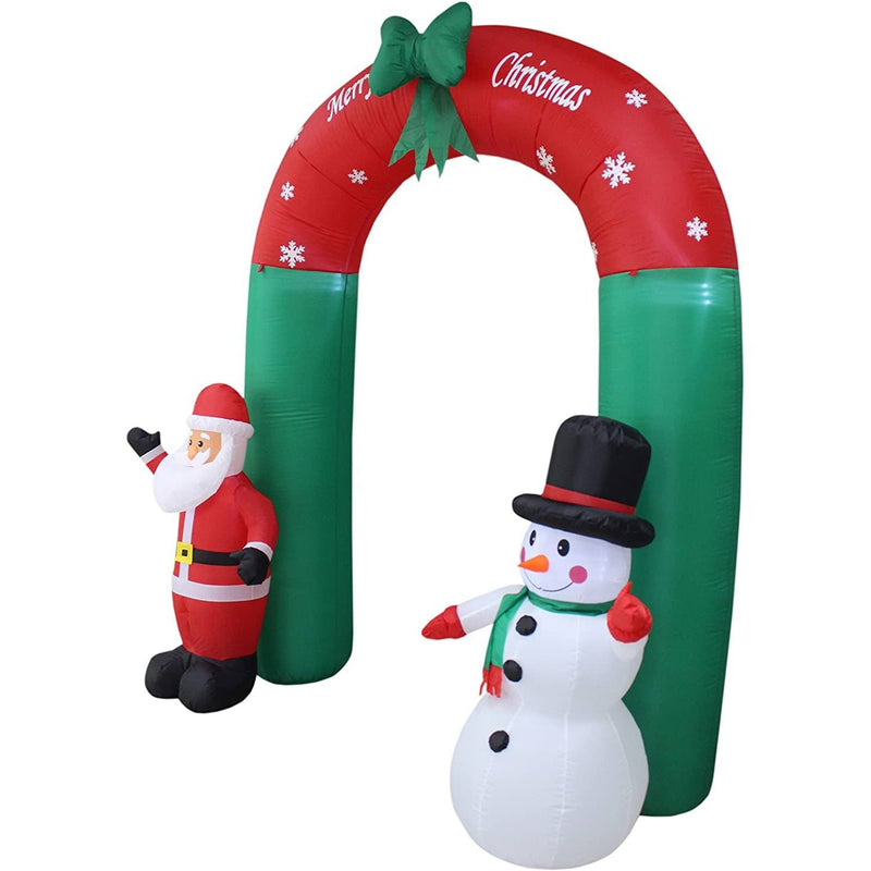 8 Foot Tall Lighted Christmas Inflatable Santa Claus and Snowman Archway Holiday Decor & Apparel - DailySale