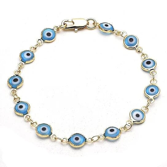 8" Gold Filled Evil Eye Light Blue Bracelet Bracelets - DailySale