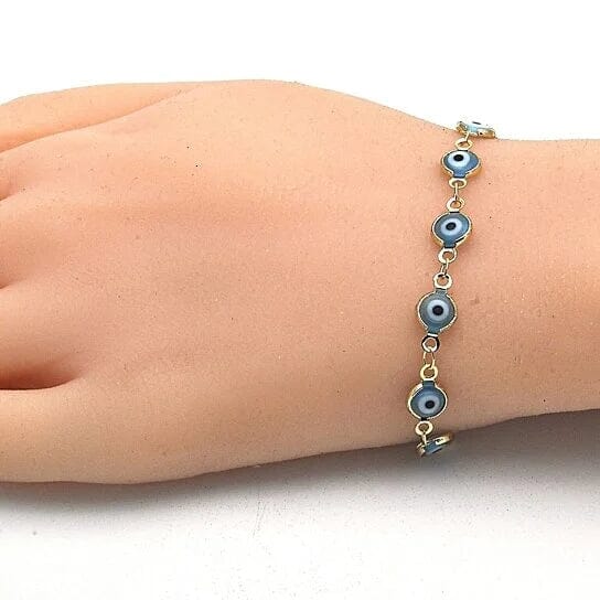 8" Gold Filled Evil Eye Light Blue Bracelet Bracelets - DailySale