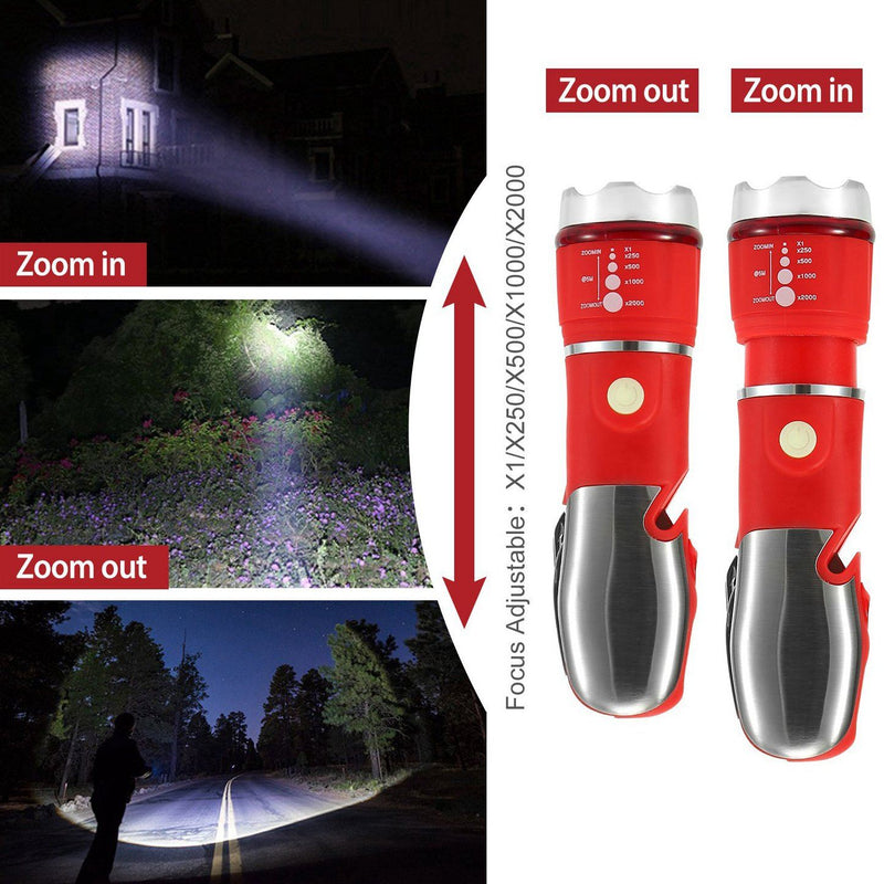 8-in-1 Multi-Tool Hammer Zoomable Emergency Flashlight Sports & Outdoors - DailySale