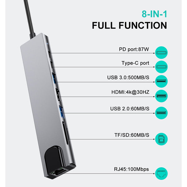 8-in-1 USB 3.0 Hub Computer Accessories - DailySale