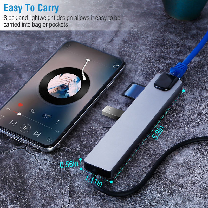 8-in-1 USB Hub Adapter with Ethernet Mobile Accessories - DailySale