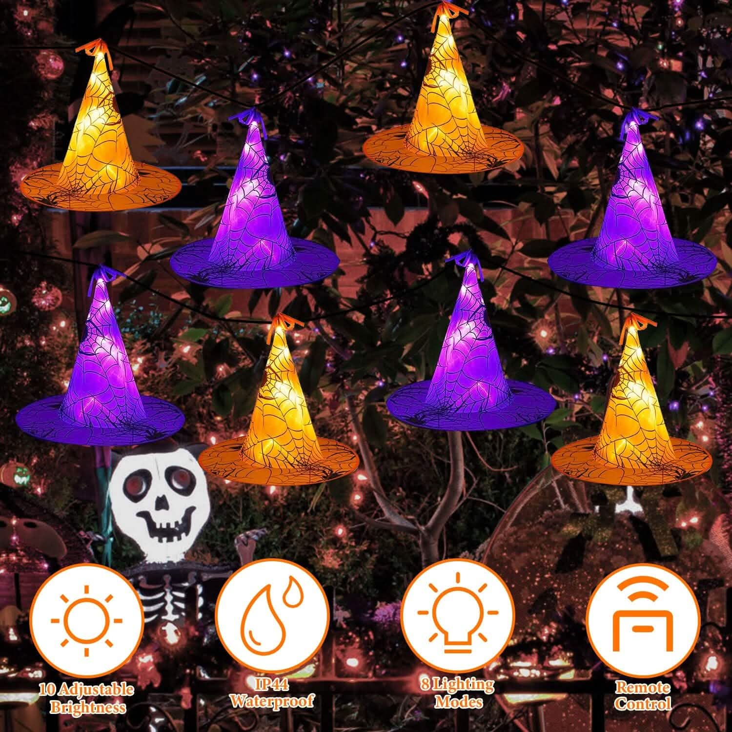 8-Pack: 13ft Witch Hat Hanging String LED Light Holiday Decor & Apparel - DailySale