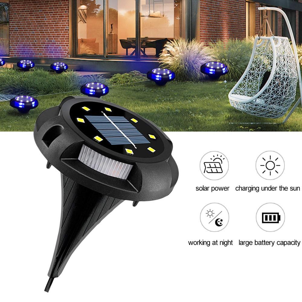 8-Pack: Solar Powered Waterproof In-Ground LED Disk Light Outdoor Lighting - DailySale