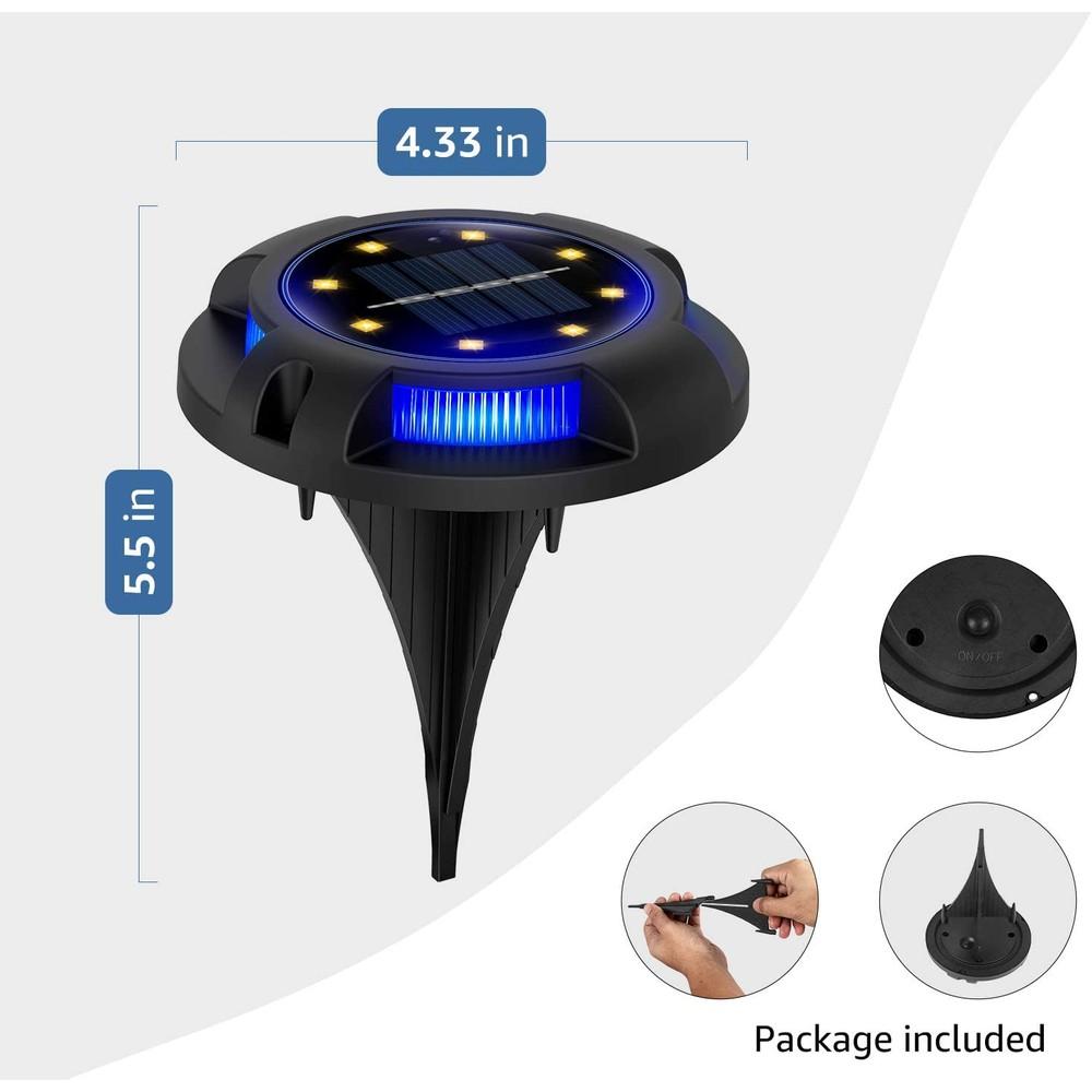 8-Pack: Solar Powered Waterproof In-Ground LED Disk Light Outdoor Lighting - DailySale