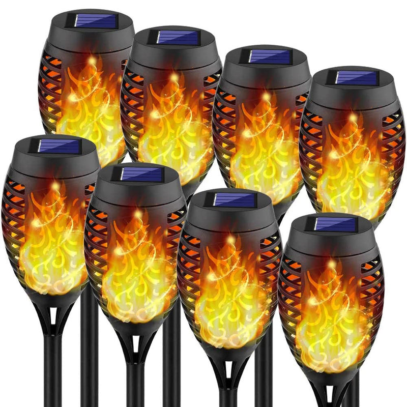 8-Pack: Solar Torch Light with Flickering Flame Outdoor Lighting - DailySale