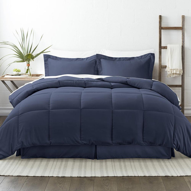 8-Piece: Bed in a Box Hypoallergenic Double Brushed Deep Pocket Set Bedding Twin Navy - DailySale