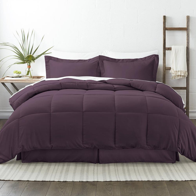 8-Piece: Bed in a Box Hypoallergenic Double Brushed Deep Pocket Set Bedding Twin Purple - DailySale