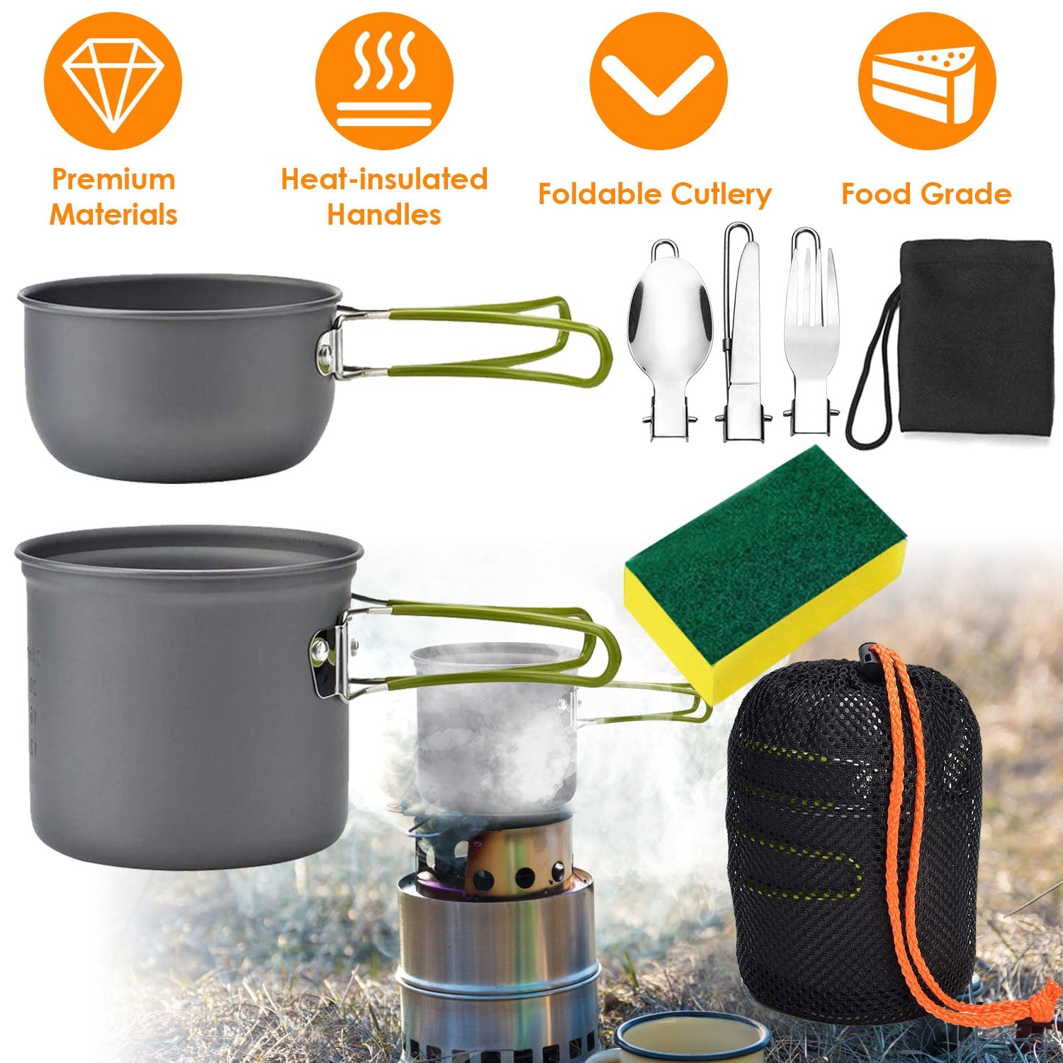 8-Piece: Camping Cooking Ware Set Sports & Outdoors - DailySale