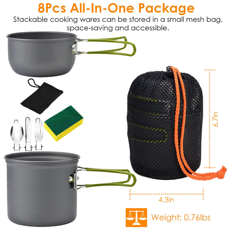 8-Piece: Camping Cooking Ware Set Sports & Outdoors - DailySale