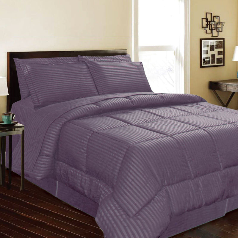 8-Piece: Embossed Bed Set Bed & Bath Queen Purple - DailySale