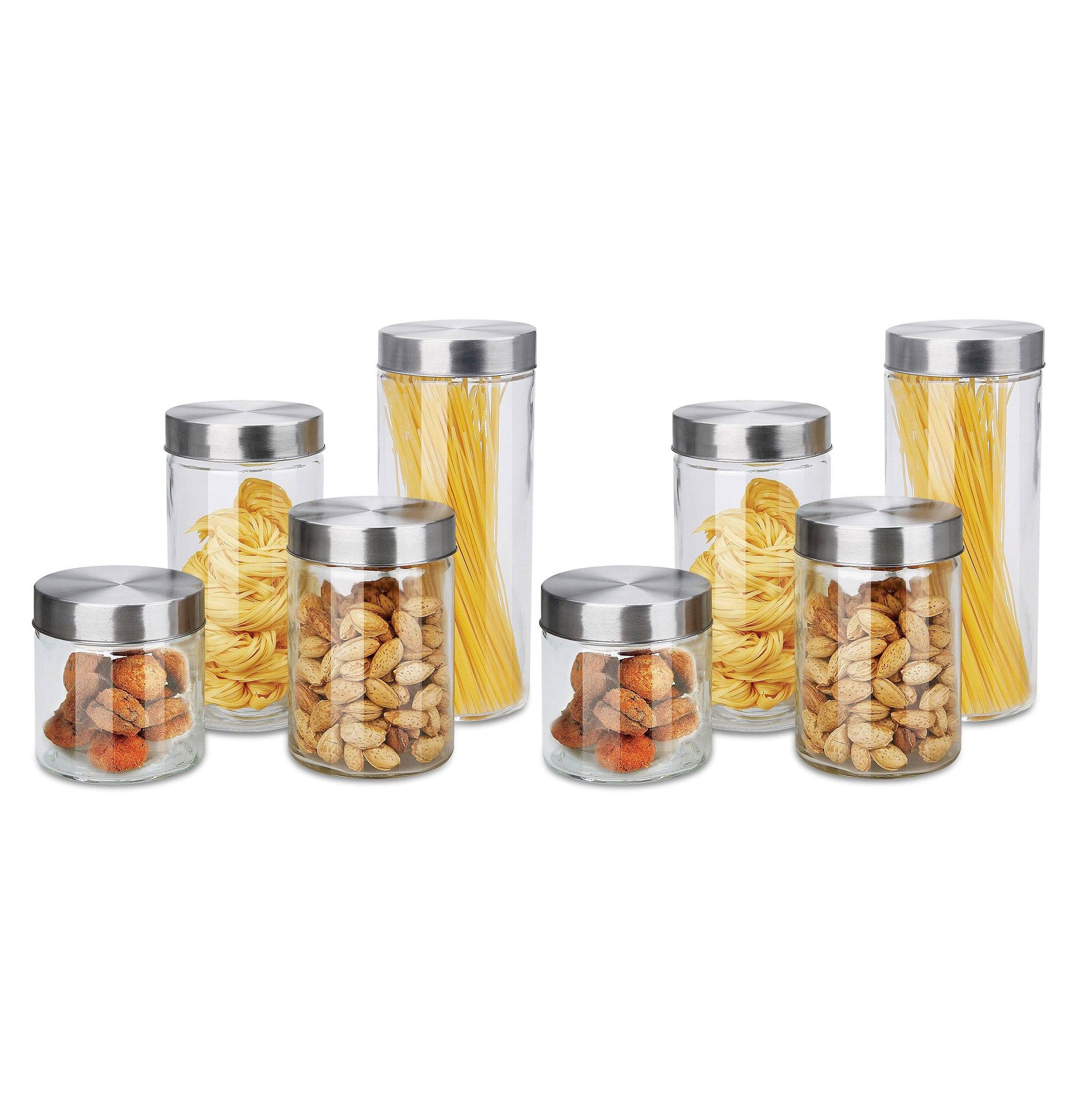 Glass Jars with Black Lids, Glass food storage sets with airtight black lids,  Glass Canisters Sets with Bamboo Lids, Glass Storage Containers with Black  Lids (4 Sets of 20/27/34/40oz) 