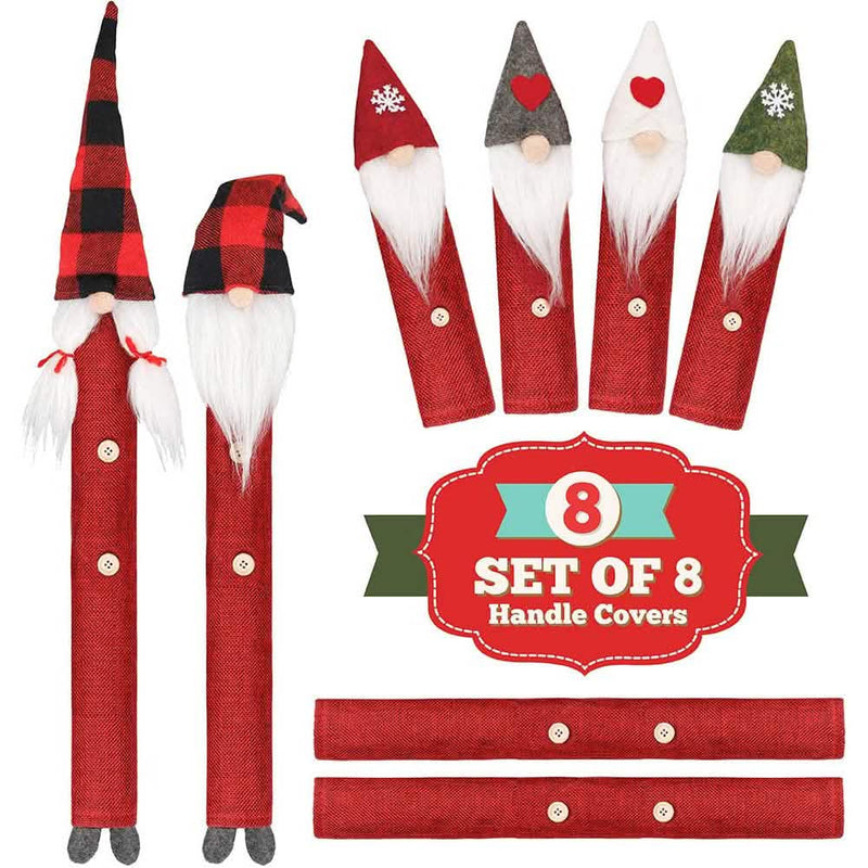 8-Piece: Gnome Christmas Refrigerator Handle Covers Set Holiday Decor & Apparel - DailySale