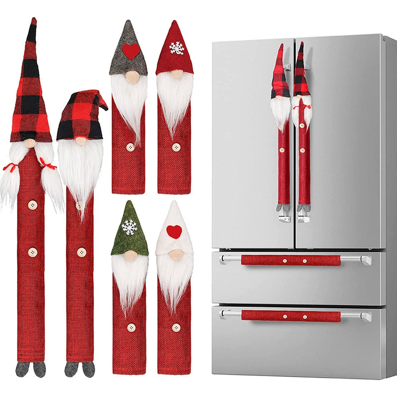 8-Piece: Gnome Christmas Refrigerator Handle Covers Set Holiday Decor & Apparel - DailySale