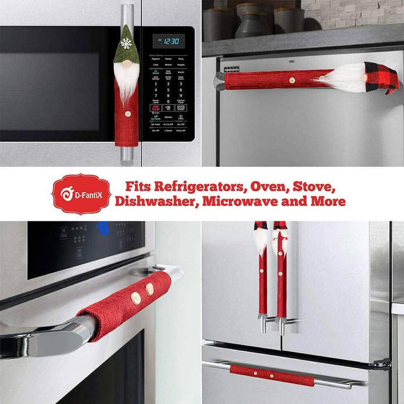 8-Piece: Gnome Christmas Refrigerator Handle Covers Set Holiday Decor & Apparel - DailySale