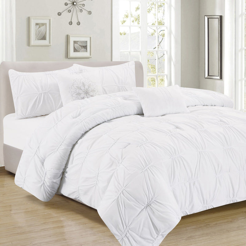8-Piece Set: Solid Ruching Pintucked Oversized Comforter Set Bedding - DailySale