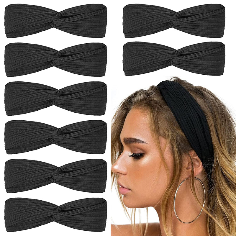 8-Piece: Twist Knotted Boho Stretchy Hair Bands Beauty & Personal Care Black - DailySale