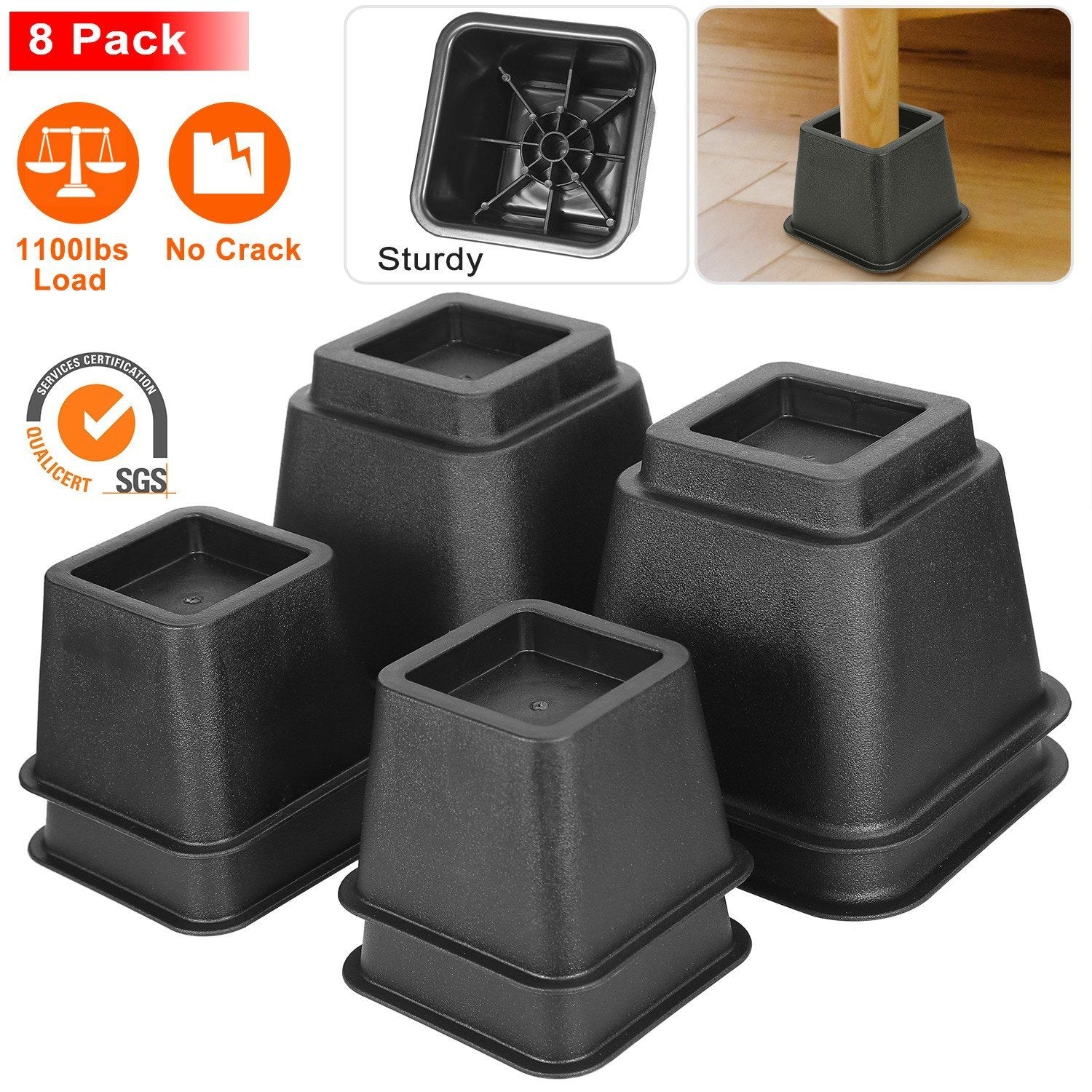 8-Pieces: Furniture Risers Home Improvement - DailySale