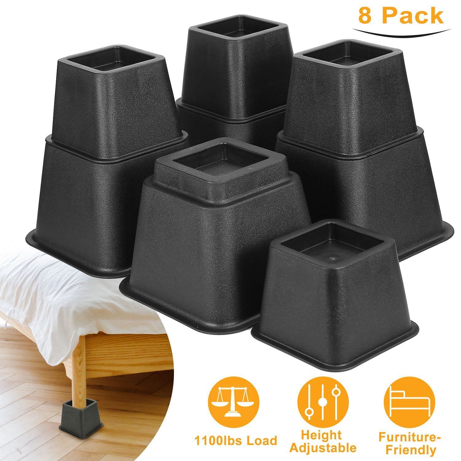 8-Pieces: Furniture Risers Home Improvement - DailySale