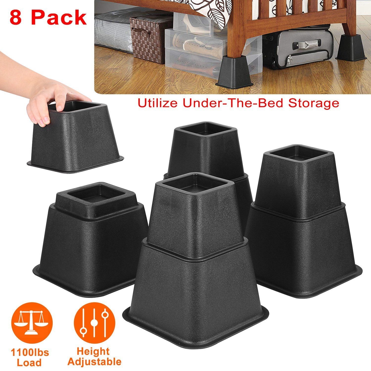 8-Pieces: Furniture Risers Home Improvement - DailySale