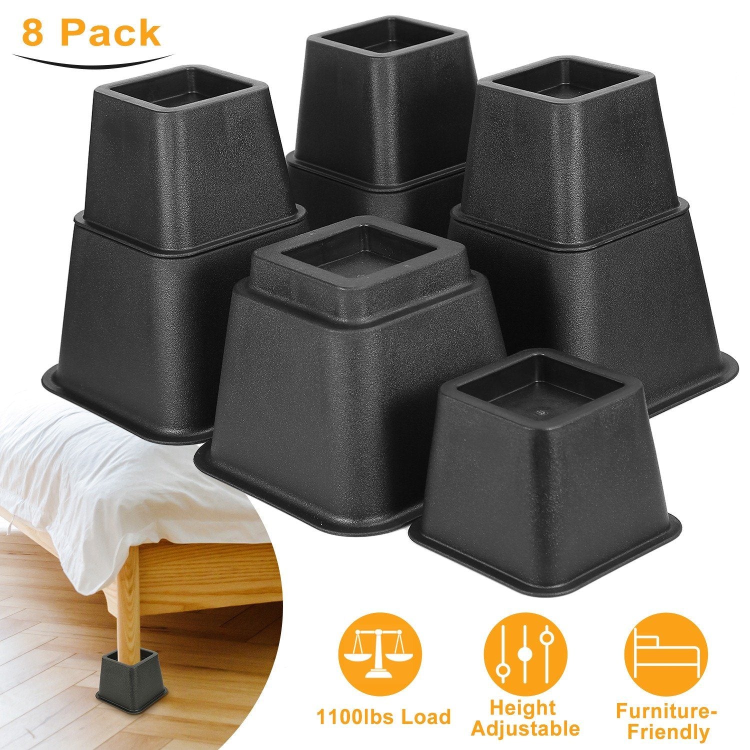 8-Pieces: Furniture Risers Home Improvement - DailySale