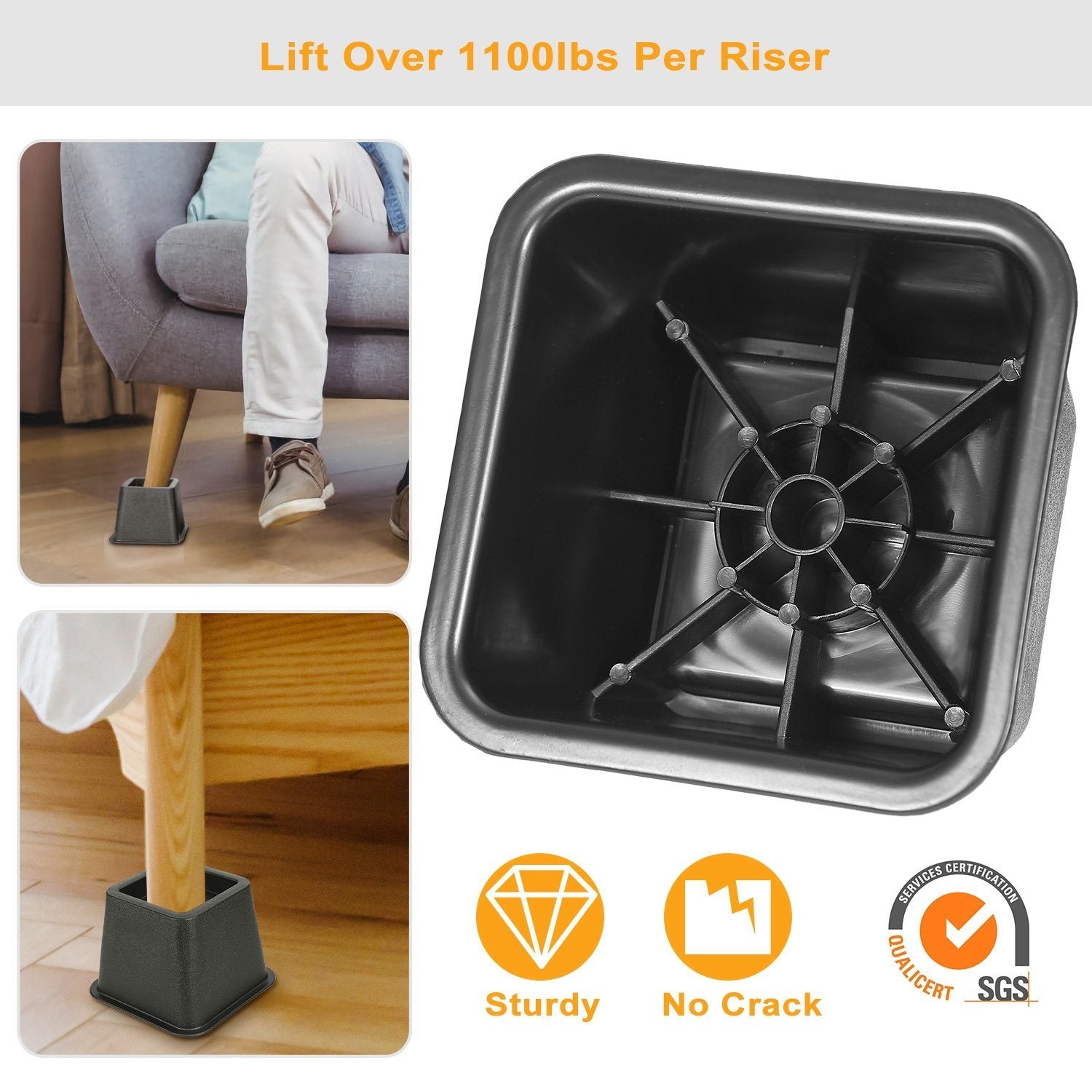 8-Pieces: Furniture Risers Home Improvement - DailySale