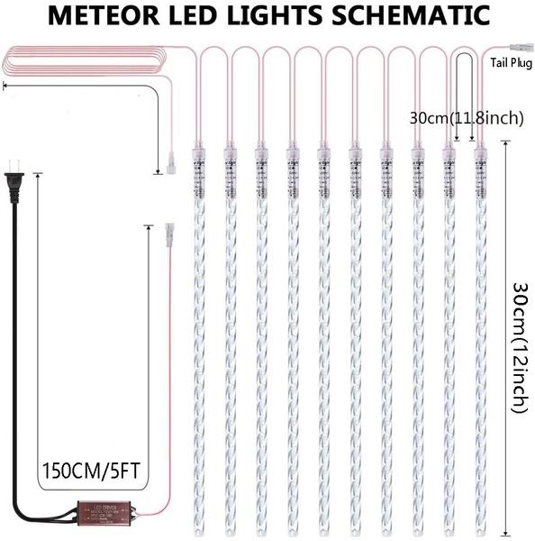 8-Pieces: Waterproof LED Meteor Shower Rain Lights Outdoor Lighting - DailySale