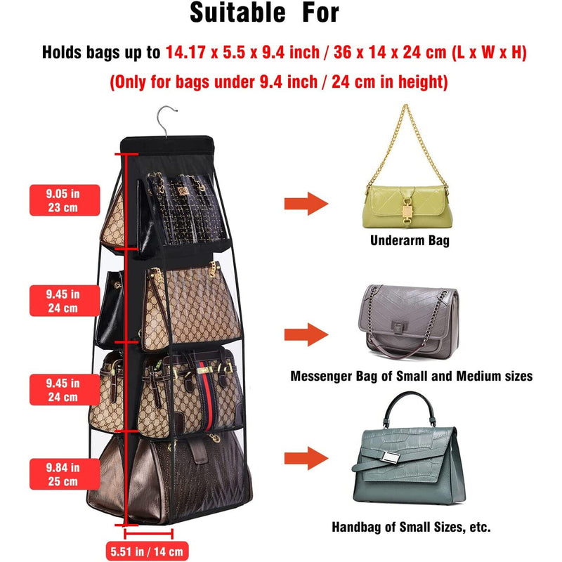 8 Pocket Hanging Purse Organizer Handbag Storage Hanger Closet & Storage - DailySale