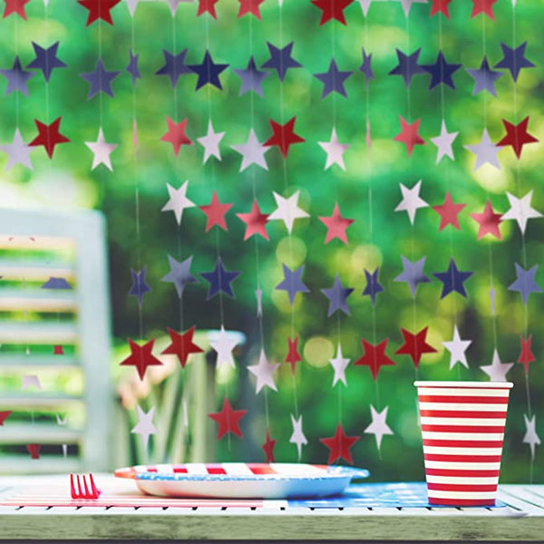 8 Strands Patriotic Star Streamers Banner Garland Holiday Decor & Apparel - DailySale