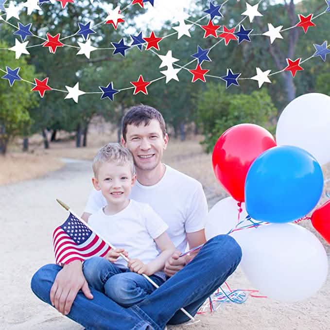8 Strands Patriotic Star Streamers Banner Garland Holiday Decor & Apparel - DailySale